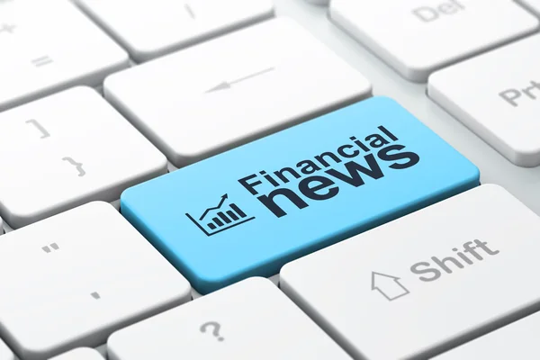 News concept: Growth Graph and Financial News on computer keyboard background — Stock Photo, Image