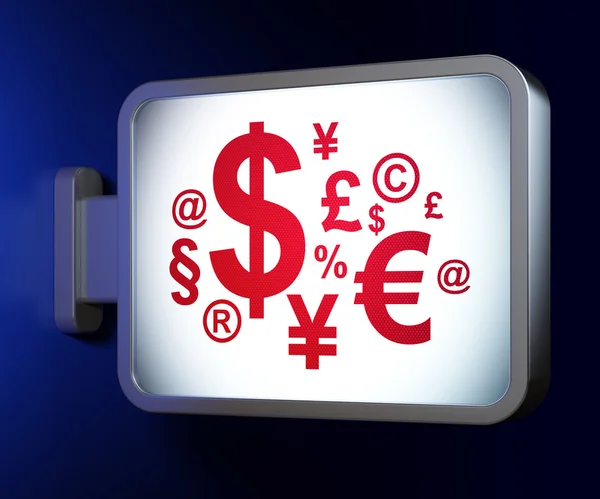Marketing koncepció: pénzügyi szimbólum a billboard háttér — Stock Fotó