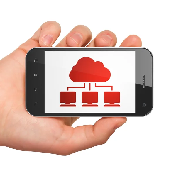 Cloud Computing-Konzept: Cloud-Netzwerk auf dem Smartphone — Stockfoto