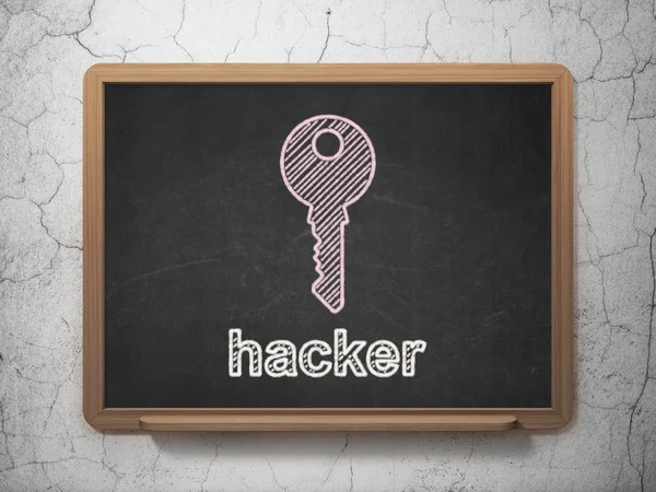 Soukromí koncept: klíč a hackerů na tabuli pozadí — Stock fotografie