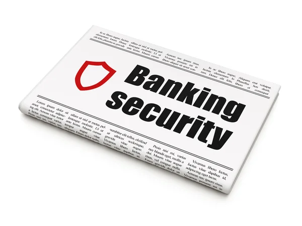 Privacy news concept: newspaper with Banking Security and Contoured Shield — Stock Photo, Image