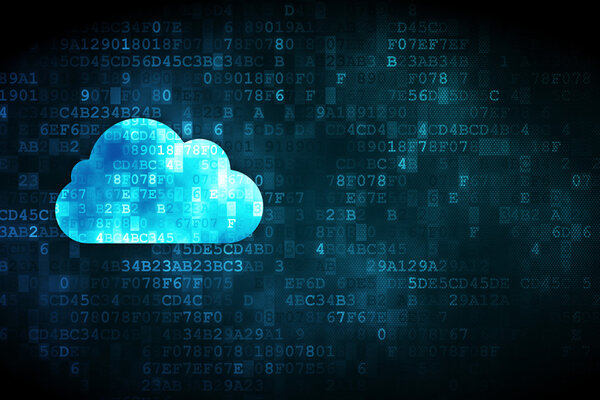 Концепция создания облачных сетей: облако на цифровом фоне
