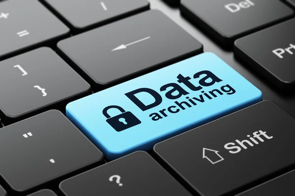 Information concept: Closed Padlock and Data Archiving on computer keyboard background — Stock Photo, Image