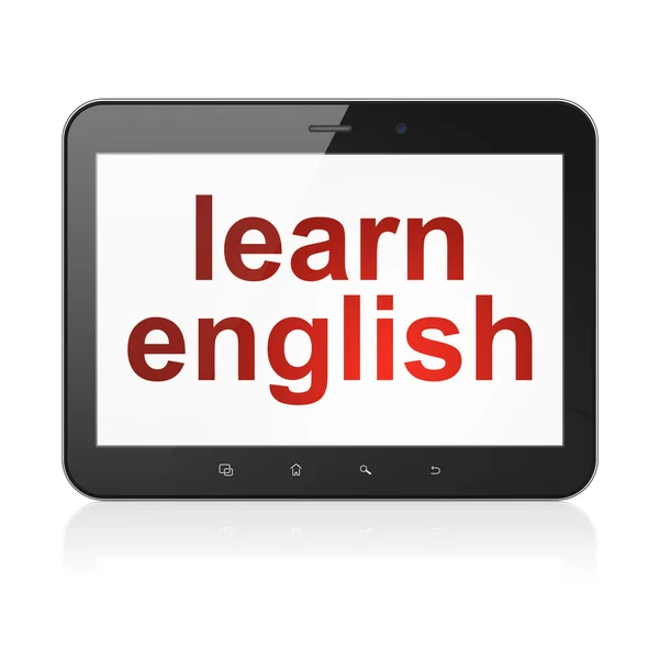 Concept éducatif : Apprendre l'anglais sur tablette PC — Photo