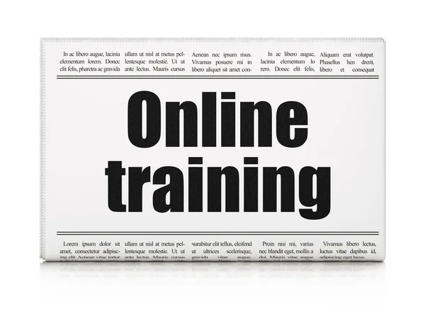 教育ニュース概念: 新聞ヘッドラインのオンライン トレーニング — ストック写真