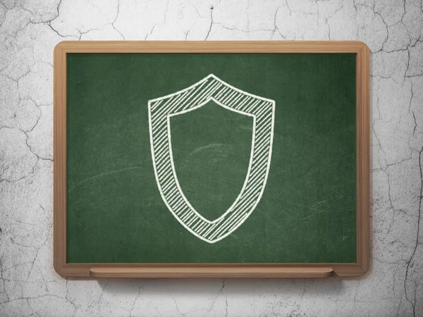 Protection concept: Contoured Shield on chalkboard background — Stock Photo, Image
