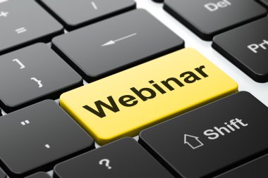 Eğitim kavramı: bilgisayar klavye arka plan Webinar