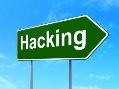 güvenlik kavramı: yol işareti arka plan üzerinde hacking