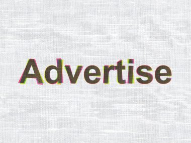 reklam kavramı: kumaş dokusu arka plan üzerinde reklam