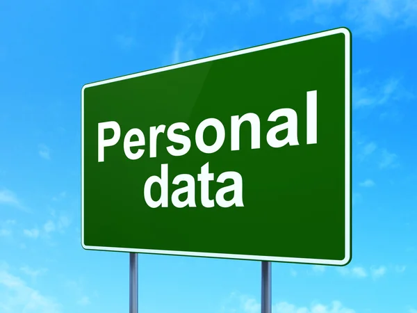 Informatie concept: persoonlijke gegevens op weg ondertekenen achtergrond — Stockfoto