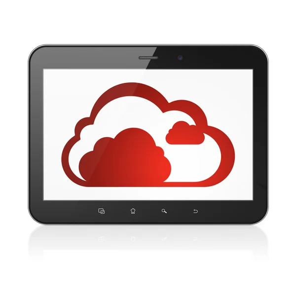 Cloud networking concept: Cloud on tablet pc computer — Stock Photo, Image