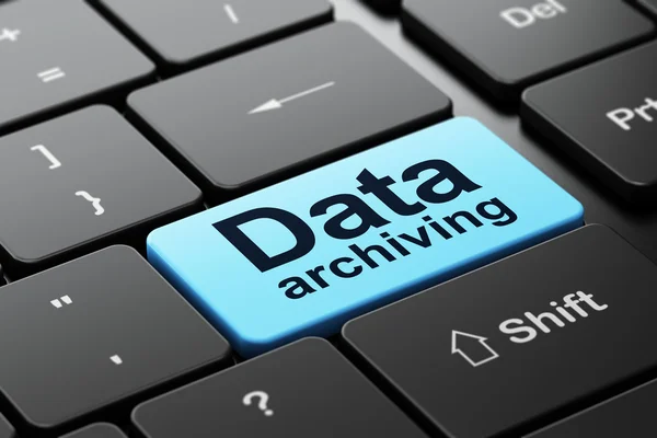 Data koncept: dataarkivering på dator tangentbord bakgrund — Stockfoto