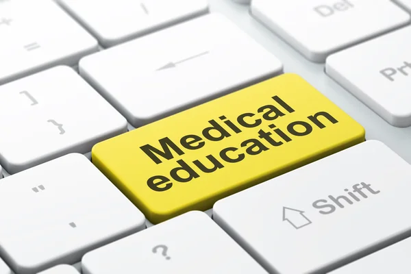 Concepto de educación: Educación médica en el fondo del teclado del ordenador — Foto de Stock