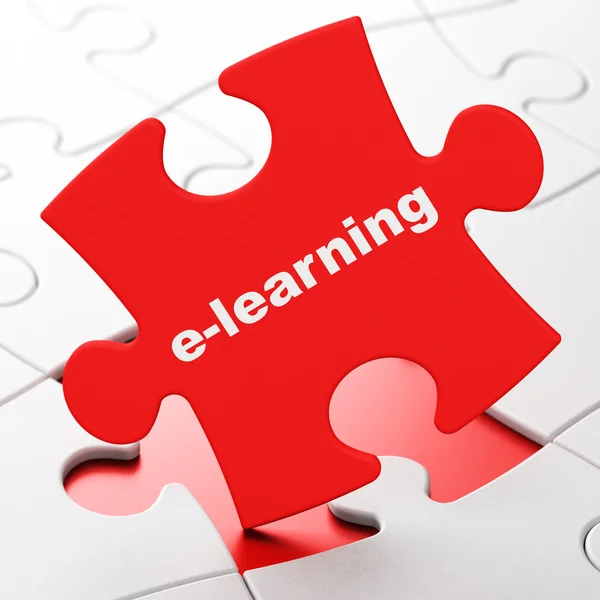 Concepto de educación: E-learning on puzzle background —  Fotos de Stock