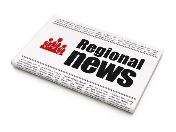 News news concept: giornale con Regional News e Business Team — Foto Stock