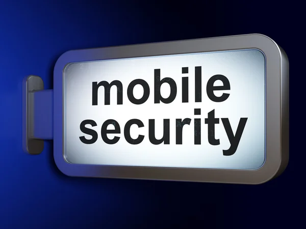 Концепция конфиденциальности: Мобильная безопасность на фоне рекламного щита — стоковое фото