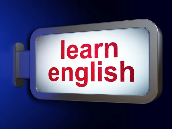 Concept d'éducation : Apprendre l'anglais sur fond de panneau d'affichage — Photo