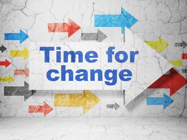 Timeline concept: arrow whis Time for Change on grunge wall background — Stock Photo, Image