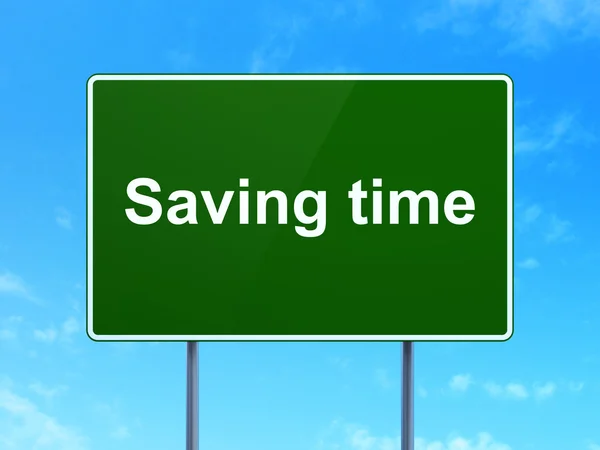 Time concept: Saving Time on road sign background — Stock Photo, Image