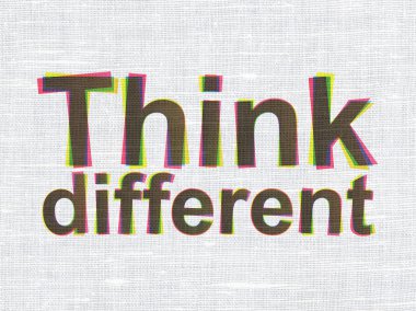 Eğitim kavramı: kumaş dokusu arka plan üzerinde farklı düşünüyorum