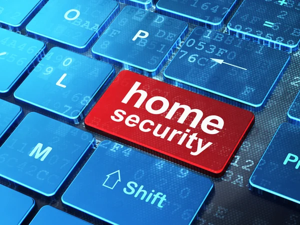 แนวคิดความเป็นส่วนตัว: Home Security บนพื้นหลังคีย์บอร์ดของคอมพิวเตอร์ — ภาพถ่ายสต็อก