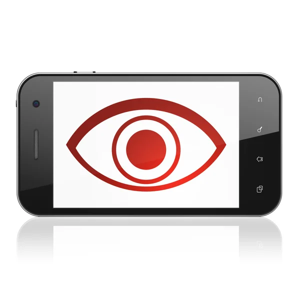 Bescherming concept: oog op smartphone — Stockfoto