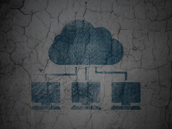 Cloud-Netzwerkkonzept: Cloud-Netzwerk auf Grunge-Wand-Hintergrund — Stockfoto
