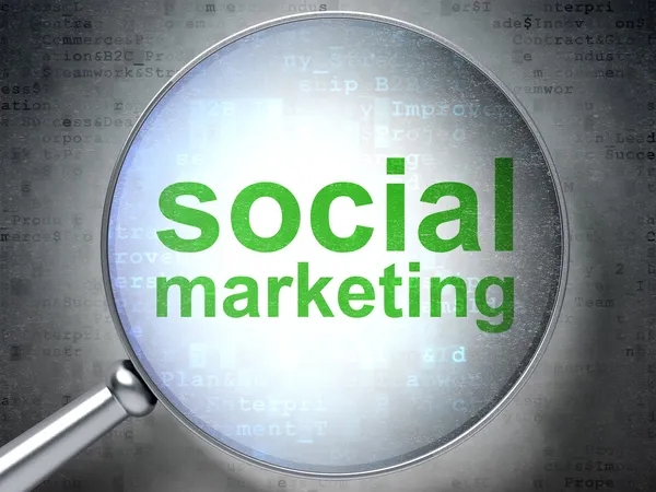 Concetto pubblicitario: Social Marketing con vetro ottico — Foto Stock