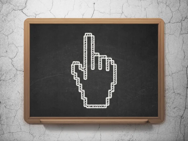 Social network concept: Mouse Cursor on chalkboard background — Stock Photo, Image