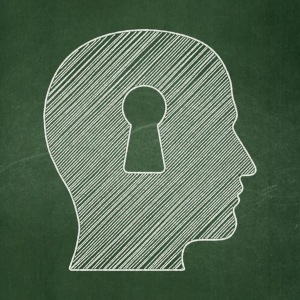 Business concept: Head With Keyhole on chalkboard background — Stock Photo, Image
