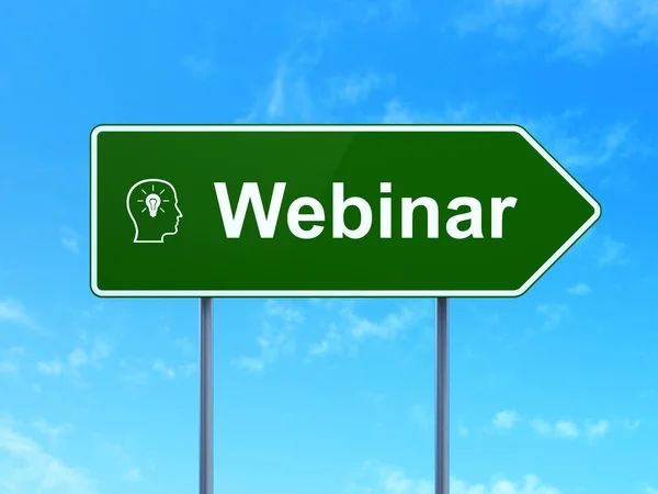 Education concept: Webinar and Head With Lightbulb on road sign background — Stock Photo, Image