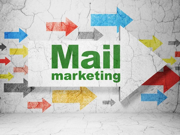 Reklame koncept: pil whis Mail Marketing på grunge væg baggrund - Stock-foto