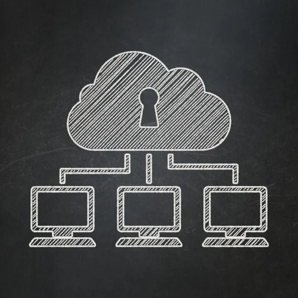 Concepto de seguridad: Cloud Network en el fondo de pizarra — Foto de Stock