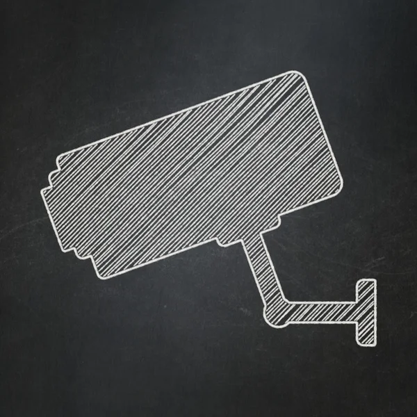 Conceito de privacidade: Cctv Camera on chalkboard background — Fotografia de Stock