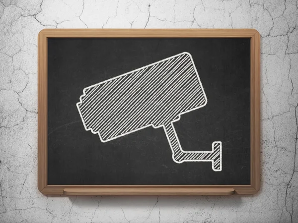 Protection concept: Cctv Camera on chalkboard background — Stock Photo, Image