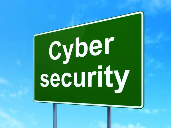 Safety concept: Cyber Security on road sign background — Stock Photo, Image