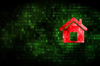 İş kavramı: dijital arka plan üzerinde ev