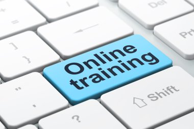 Eğitim kavramı: bilgisayar klavye zemin üzerine eğitim online
