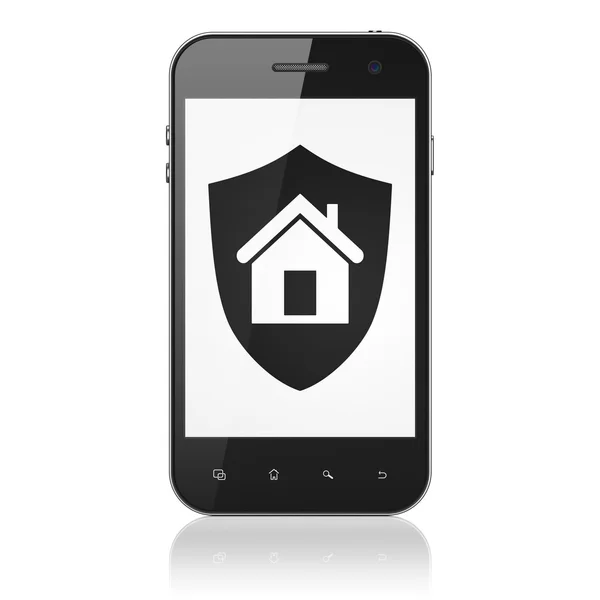 Safety concept: Shield on smartphone — Stock Photo, Image