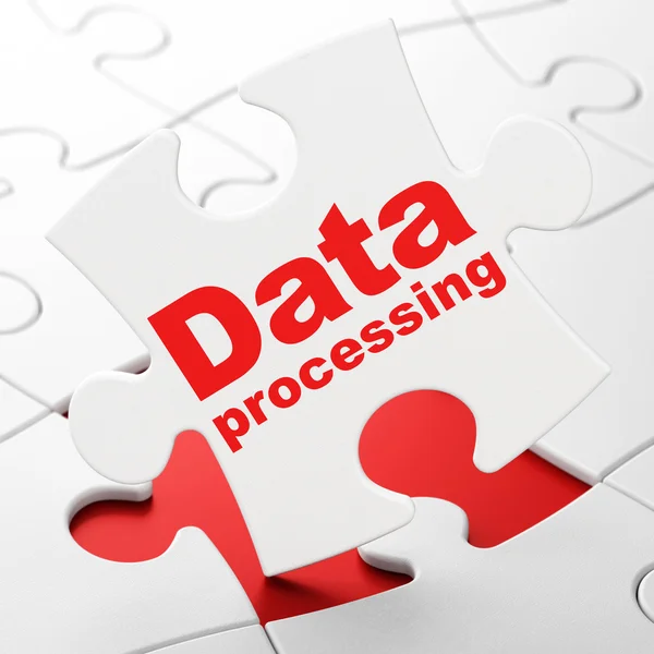 Concepto de información: procesamiento de datos en el fondo del rompecabezas —  Fotos de Stock