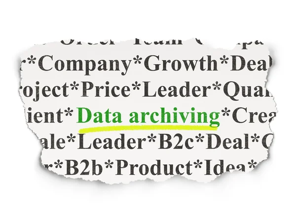 Conceito de dados: Arquivamento de dados sobre fundo de papel — Fotografia de Stock