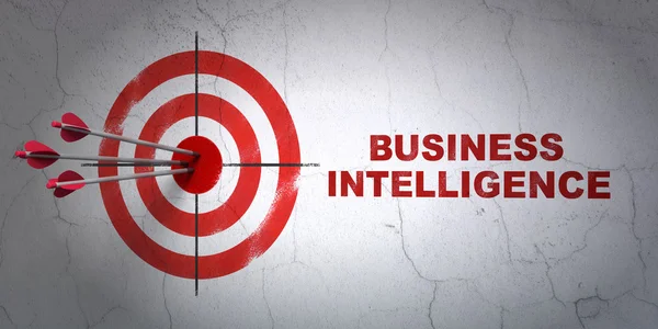 Finance concept: target and Business Intelligence on wall background — Stock Photo, Image