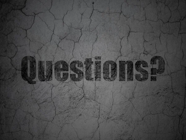 Concept d'éducation : questions ? sur fond de mur grunge — Photo
