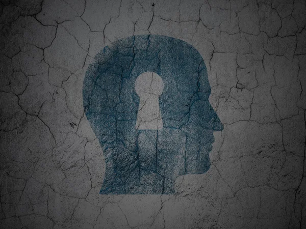 Education concept: Head With Keyhole on grunge wall background — Stock Photo, Image
