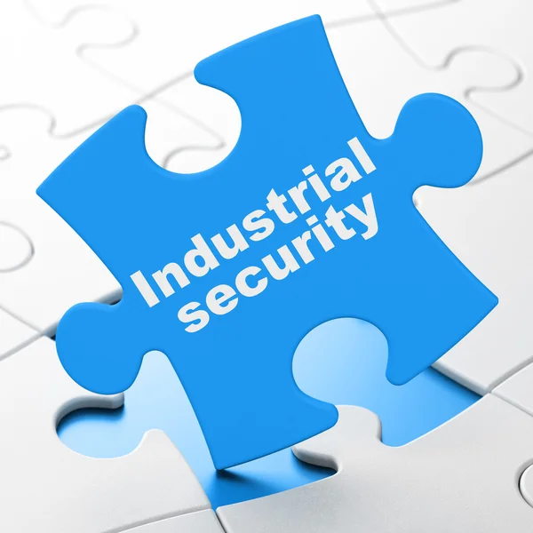 Концепция защиты: Промышленная безопасность на фоне головоломок — стоковое фото