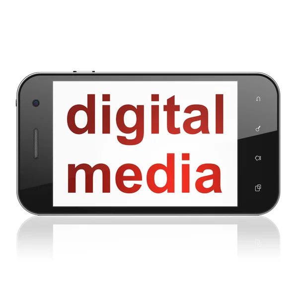 マーケティングの概念: スマート フォン上のデジタル メディア — ストック写真