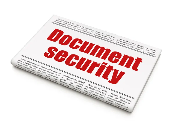 Conceito de notícias de segurança: manchete do jornal Document Security — Fotografia de Stock