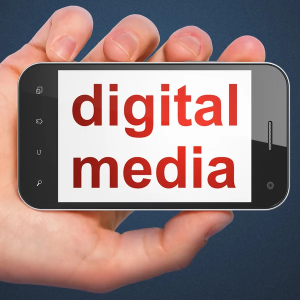 Marketingkonzept: Digitale Medien auf dem Smartphone — Stockfoto