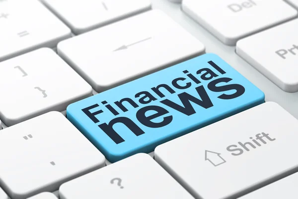 Nieuws begrip: financiële nieuws op computer toetsenbord achtergrond — Stockfoto