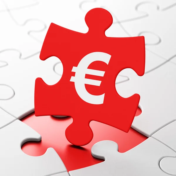 Koncept měny: euro na pozadí puzzle — Stock fotografie